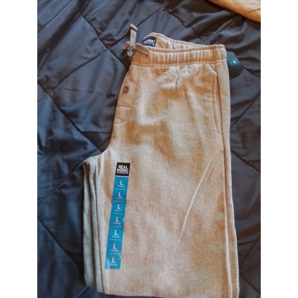 Real Work Sweat Pants 14/16 Child's Heather Gray, Slit Pockets‎